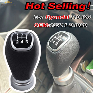 Hyundai I10 I20 Gear <b>Shift</b> <b>Knob</b> 5 6 Speed Leather Ergonomic Black Car Manual Transmission <b>Shift</b> Lever Replacement Part - Product Image 5