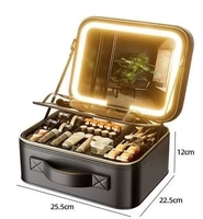 Trousse de maquillage LED avec miroir lumineux amovible, sac cosmétique de voyage portable, séparateurs ajustables, boîte de rangement pour maquillage