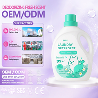 Détergent à lessive liquide naturel pour bébé, 1L, marque privée OEM, parfum naturel pour vêtements