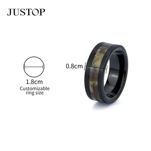Anillo de boda de tungsteno con incrustaciones de madera, estilo rústico para hombre. - Product Image 6