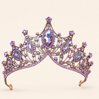 Coiffe de mariée multicolore en pierres précieuses, forme royale, ton or, bijou de cheveux léger pour mariage et cérémonie de concours