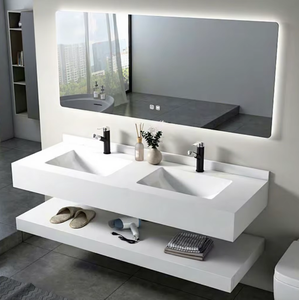 Lavabo Doble de Lujo 50-58 con Acabado Brillante de Piedra Sinterizada, Diseño Moderno Rústico, Resistente al Agua para Exteriores, Hogar, <span class=keywords><strong>Bar</strong></span> y Baño - Product Image 5