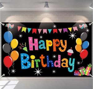 Impression personnalisée arc-en-ciel joyeux anniversaire toile de fond bannière fond tissu Photo accessoires pour outil de décoration de fête - Product Image 2