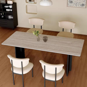 Mesa de Comedor Rectangular de Piedra Estilo Wabi Sabi, Diseño Minimalista para Comedor, Estructura Combinada Estable - Product Image 4