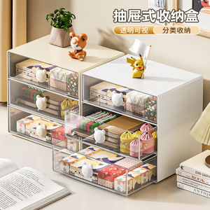 <b>Desktop</b> Storage Drawers Transparent <b>Organizer</b> With Bear Handle <b>For</b> Office Cosmetics And Sundries Classification Storage - Product Image 2