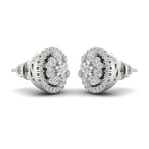 Exclusivamente pendientes de oro de 10 quilates para mujer Ronda real 0.70CTW Racimo de diamantes-Tachonado - Product Image 1