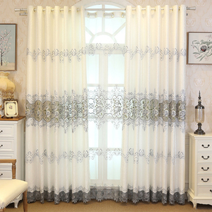 Europa lujo sólido hilo blanco Rosa patrón cortina ventana tul bordado cortinas para la ventana de la sala de estar - Product Image 1