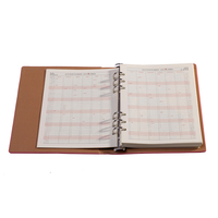 Couverture de tissu de toile de lin à couverture rigide personnalisée feuille mobile planificateur de reliure de budget rose journal 6 anneaux planificateur a5