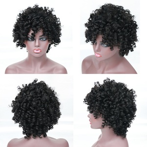 วิกผมแท้แบบดิบ 12a Virgin Hair Super Double Drawn ทรง Flower Curl พร้อมหน้าม้าสั้น สำหรับผู้หญิงผิวสี - Product Image 4