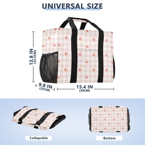 กระเป๋าเก็บความเย็นลายตารางสีชมพู Aloha Hawaii Design Lamination ขนาดใหญ่  กระเป๋าหิ้วพิมพ์ลายตามสั่ง  กระเป๋าช้อปปิ้งโพลีเอสเตอร์แบบใช้ซ้ำได้ - Product Image 2