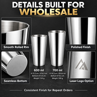 2 Pièces Shaker Boston Lesté en Acier Inoxydable 350ml 550ml 750ml 850ml avec Logo et Couleur Personnalisés