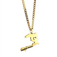 Collier avec carte d'Haïti gravée sur mesure Jietao, plaqué or 18 carats PVD, acier inoxydable, bijoux personnalisés, résistant à l'eau