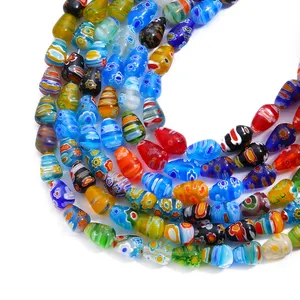 Mix Farbe Mille fiori Perlen Tropfenform Lampwork Glasperlen für Halskette Armband Schmuck Herstellung DIY Handwerk