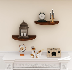 סלון חדר אמבטיה מטבח משרד צמחים תפאורה חצי עגול מוצק עץ רכוב מדפים צפים עץ - Product Image 4