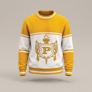 Suéter sin Cuello para Mujer Philo, Amarillo y Blanco, con Logotipo Bordado, Manga Larga, Tejido de Punto, Informal para Invierno - Product Image 3