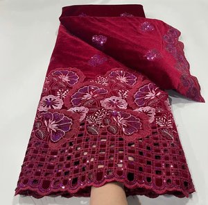 Vải nhung thêu vải rỗng váy cưới Châu Phi sườn xám nhung ren - Product Image 1