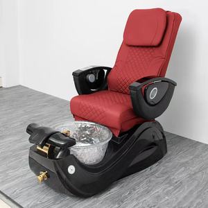 Sillón de Manicura y Pedicura Eléctrico Rojo y Negro, Moderno y de Lujo, Personalizado de Fábrica, con Spa para Pies, para Salón de Belleza - Product Image 1