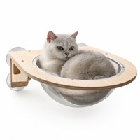 Hamac pour chat en bois à ventouse pour fenêtre, capsule spatiale transparente, lit pour chat à fixer sur fenêtre