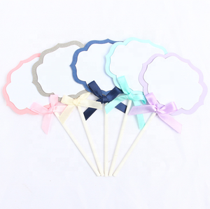 Décoration de fête d'anniversaire et de <span class=keywords><strong>mariage</strong></span> Pafu, décorations de gâteau d'anniversaire <span class=keywords><strong>DIY</strong></span> avec nœud, décorations de cupcakes vierges à écrire, pics à fruits - Product Image 2