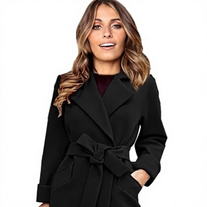 Abrigo de Invierno Largo para Mujer, Ecológico, Ligero, de Poliéster, con Doble Botonadura, Solapa, Forro de Satén, Personalizado OEM - Product Image 1
