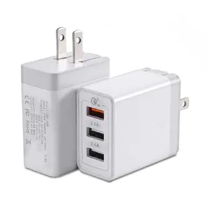 CE FCC Rohs Portable size 30W 3 port QC 3.0 USB wall charger mobile phone charger with UK/US/EU plugs