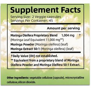 Capsules de Moringa à étiquette personnalisée pour améliorer le teint et favoriser un vieillissement sain – Complément de Moringa 90 capsules - Product Image 3