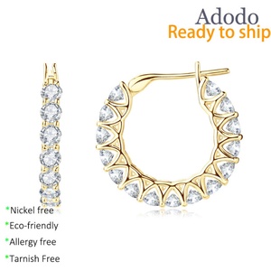 Dainty 14K Gold Filled Dazzling Claw Setting Round Cut <b>3mm</b> Zircon Jewelry 14k Gold Filled Hoop <b>Earrings</b> for Women - Product Image 1