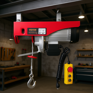 Electric Steel Wire Winch 1600W 110V 2200 Lbs Capacity <b>Wired</b> Remote <b>Control</b> 40ft Lifting Height Red - Product Image 2