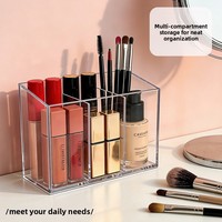 Organisateur de cosmétiques moderne et minimaliste en plastique à trois compartiments Shangyoujia, transparent, pour bureau et coiffeuse