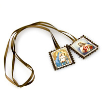 Médaille de scapulaire catholique vintage, protecteur, talisman sacré à suspendre, Vierge Jésus, cadeau religieux
