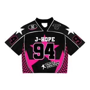 Maillot de football rétro à manches courtes et col en V en maille respirante 100 % polyester grande taille pour homme Tontons Custom, motif rayé - Product Image 3