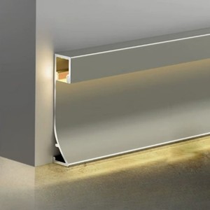 Plinthe en aluminium pour canal LED |   Profilé <span class=keywords><strong>de</strong></span> sol à lumière diffusée pour salon et <span class=keywords><strong>couloir</strong></span> - Product Image 2