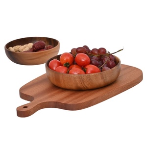 Vendita all'ingrosso calda in legno piatti da portata riutilizzabili per insalata di legno ciotole in legno naturale per uso domestico Hotel utensili da cucina - Product Image 5