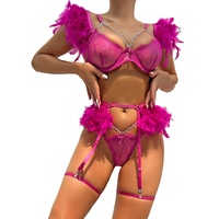 Ensemble de lingerie sexy en dentelle tissée pour l'été, body, séduction, plumes, pur désir, uniforme, vêtements de nuit, combinaison de lit, tenue chaude