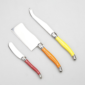 3 couteaux à fromage en acier inoxydable avec plateau en bois de pin, manche en plastique, coupe-fromage, épandeur à beurre et <span class=keywords><strong>couteau</strong></span> à fromage - Product Image 2
