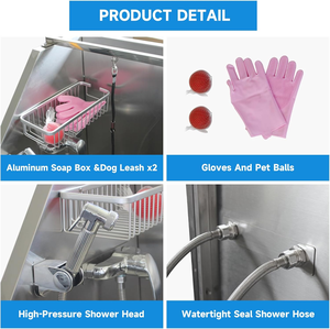 Station de bain pour chiens Kangdarpet 50L en acier inoxydable 304 commercial, avec escalier antidérapant à gauche, baignoire pour animaux de compagnie, salle de bain pour chiens et chats - Product Image 4