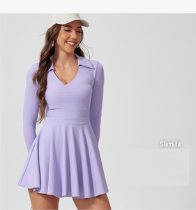 <span class=keywords><strong>Ropa</strong></span> deportiva para <span class=keywords><strong>mujer</strong></span>, conjunto de falda de <span class=keywords><strong>tenis</strong></span> de manga larga, <span class=keywords><strong>ropa</strong></span> de yoga, vestidos deportivos de una pieza - Product Image 5