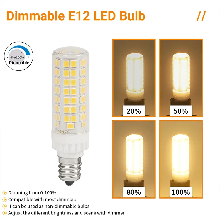 E12 7w 120v Led הנורה לבן חם אור 3000k חיובי לבן אור 6500k 770lm מנורה