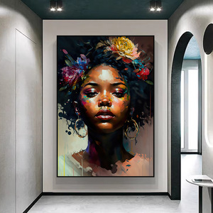 Peinture murale sur toile moderne avec impression de femmes africaines noires et magnifiques, peinture à l'huile encadrée, art mural de fille sexy - Product Image 5