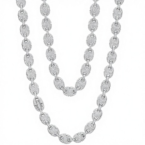 Men's 18K Gold Plated 925 Sterling Silver Hip Hop Rapper's Style <b>Necklace</b> VVS Moissanite Iced Bead Link <b>Chain</b> 5mm 7mm 10mm Sizes - Product Image 3