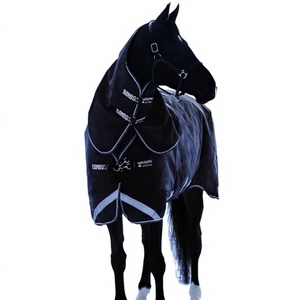 Couverture imperméable pour cheval, forme en U, col haut, tissu Oxford 600D, doublure en polaire, toutes saisons, utilisation en extérieur - Product Image 1