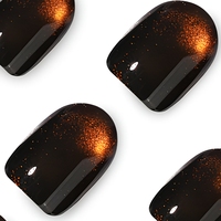 Faux Ongles Magnétiques Œil de Chat Noir Orange Aurore Faits Main Réutilisables Couverture Complète pour Femme Fête Manucure Kit 4580