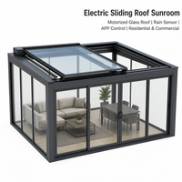 Véranda rétractable en verre Low-E avec toit motorisé intelligent, capteur de pluie et contrôle par application pour villa, patio, jardin, usage commercial