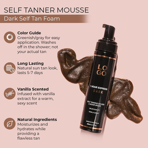 Mousse Autobronzante à Marque Privée, Mousse Autobronzante Foncée, Autobronzant Sans Soleil pour Tous les Tons de Peau, Qualité Salon, Parfum Vanille - Product Image 5