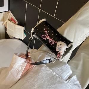 2025 nuevo Mini bolso cilíndrico de encaje con lazo para mujer, bolso cruzado de hombro de mano dulce y fresco de lunares - Product Image 3