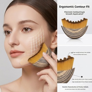 Synthetic Fiber Face Brush <b>Set</b> Plastic Handle Lymphatic Contour <b>Gua</b> <b>Sha</b> Eye Neck Facial Care Massage Brushes Customizable - Product Image 3