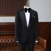 Isirhonour – Smoking noir sur mesure pour homme, coupe italienne, revers en pointe, finition satinée, idéal pour mariage, gala ou soirée formelle