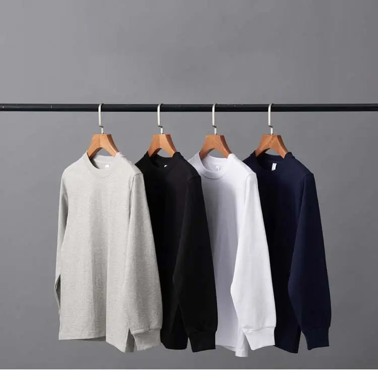 JF 300 GSM 100% de algodón de colores sólidos hombres logotipo personalizado Camiseta de manga larga Unisex camisetas de manga larga