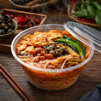 Bol jetable en plastique transparent 600 ml 115x68 mm avec couvercle, grand bol pour ramen, nouilles, ragoût, dîner, qualité alimentaire PP, restaurant