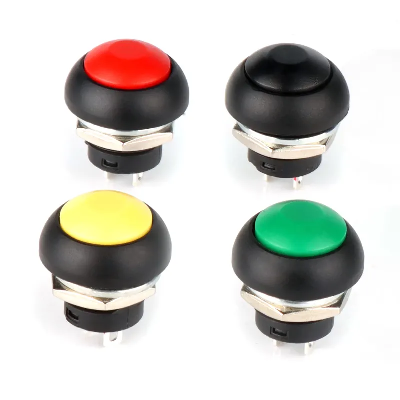 12mm đẩy nút chuyển đổi sanp trong nhựa màu đỏ màu xanh lá cây màu xanh trắng đen màu vàng 12mm Điện đẩy nút chuyển đổi